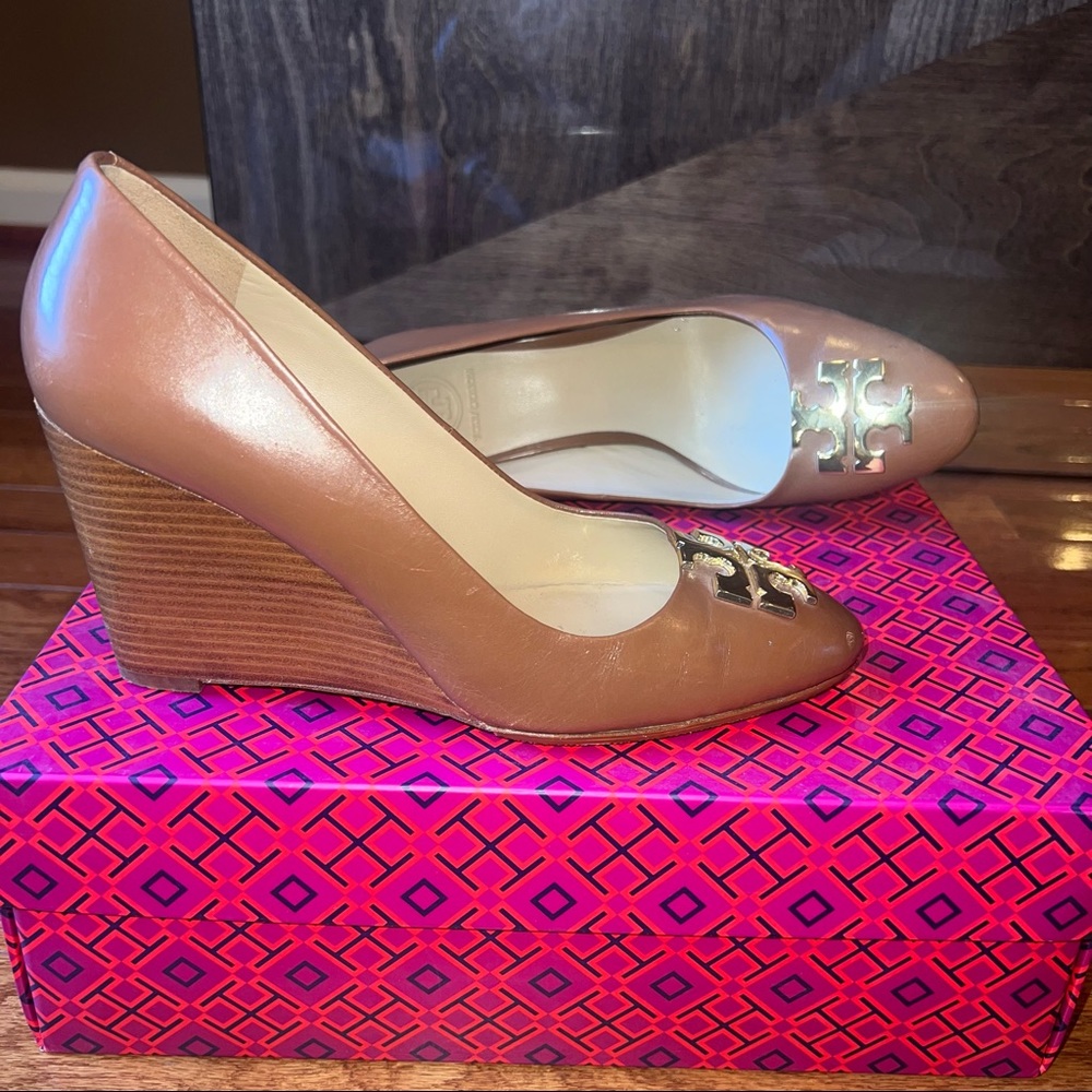 Tory Burch Leather Camel Wedge